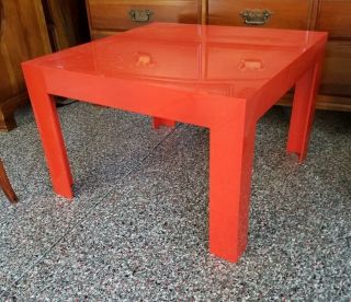 Vintage Syroco Parsons Table,  Orange,  Mid - Century Modern,  24 " Sq X 16 " Tall
