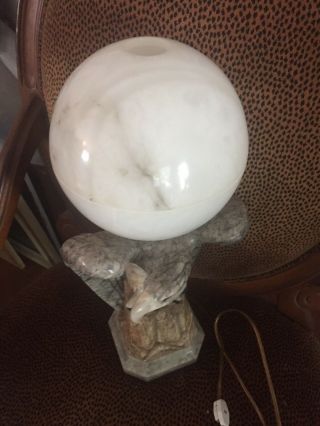 Marble Eagle Lamp With Alabaster Shade,  Art Deco Made In Italy 8