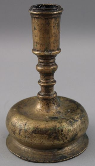 Small Authentic Antique 16th/17th Early Bronze Candlestick Candleholder,  NR 2