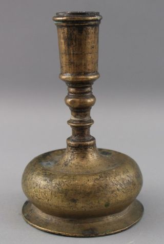 Small Authentic Antique 16th/17th Early Bronze Candlestick Candleholder,  NR 5