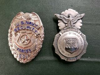 U.  S.  Navy And Air Force Air Police Obsolete Badges L@@k.