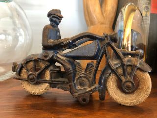 1920s 1930s Cast Iron Blue Motorcycle Cop 7 " Ac Williams,  Hubley,  Arcade Toy