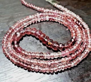 Gems Grade Natural Pink Tourmaline 2 - 3mm Facete Rondelle Gemstone Beads Strand