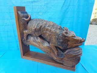 Antique French: Black Forest/corbels/statues Solid Oak,  19th,  Hunting Wild Boar