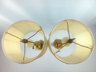 Vintage STIFFEL Brass Table Lamp Pair with Shades 28 
