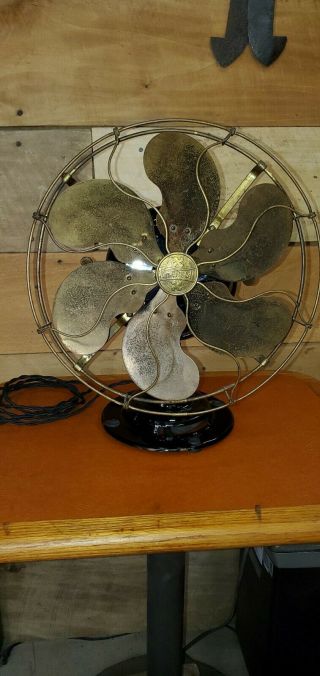 Antique Electric Fan 1912 Emerson 17666,  Org Patina And Japanning Brass Blade