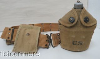 Wwi Us Canteen Ld - Inc D.  1917 & Ammo Belt Lcc & Co D.  1918 W/ First - Aid Packet