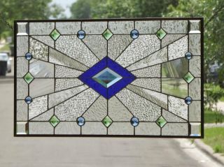 •razzel Dazzel•beveled Stained Glass Window Panel • 28 ½” X 16 ½” (16 Jewels)