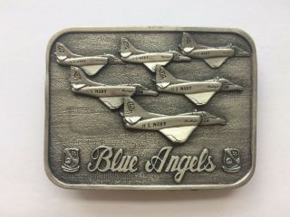 Vintage Us Navy Blue Angels Belt Buckle Military Collector Series Mcmlxxxii