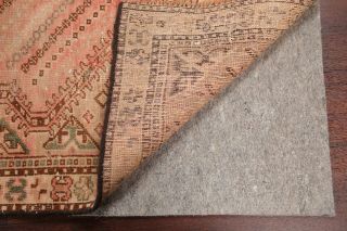 Antique Geometric MUTED PINK CORAL Kashkoli Persian Area Rug Distressed Wool 5x8 11