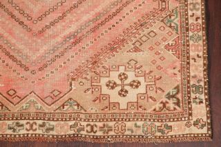 Antique Geometric MUTED PINK CORAL Kashkoli Persian Area Rug Distressed Wool 5x8 5