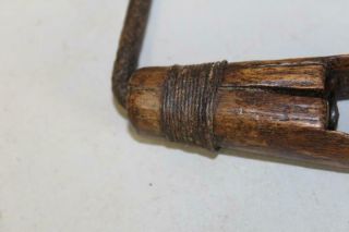 AN EXTREMELY RARE 18TH C WROUGHT IRON AND WOOD HANDLE ROPE WINDER IN OLD SURFACE 11