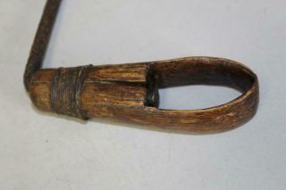 AN EXTREMELY RARE 18TH C WROUGHT IRON AND WOOD HANDLE ROPE WINDER IN OLD SURFACE 2