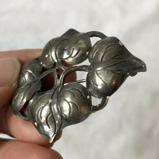 Arts & Crafts KALO Hand Wrought Sterling Pin Brooch 108,  Leaf Pattern 8