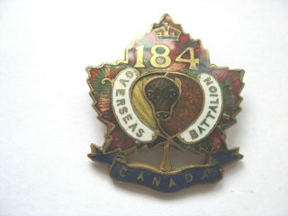 Canadian World War I - Enamelled Sweetheart Pin - 184th Overseas Battalion