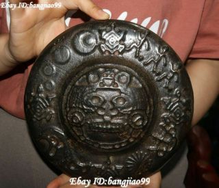 Hongshan Culture Meteorite Iron black magnet Skeleton Skull Human Pattern Statue 10