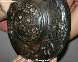 Hongshan Culture Meteorite Iron black magnet Skeleton Skull Human Pattern Statue 6