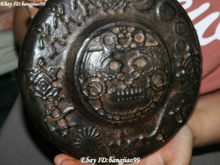 Hongshan Culture Meteorite Iron black magnet Skeleton Skull Human Pattern Statue 9