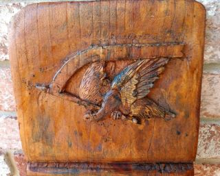 Primitive Antique Wood Carved Folk Art Washboard Creek Board Carved Eagle Top 7