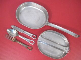 Wwii Us Army/usmc Mess Kit Complete W/utinsels Knife,  Spoon & Fork - Dtd 1944 2