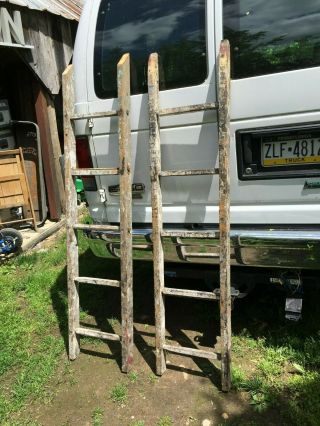 Vintage Wood Ladder 5ft,  Rustic Flowers Pots Pans Quilts Primitive Deco