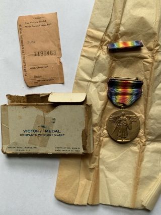 Authentic U.  S.  World War 1 (wwi) Victory Medal W Ribbon