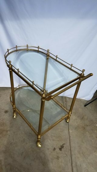 Brass Glass Vintage Tea Cart Mid Century Modern Drink Serving Hollywood Regency 11