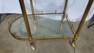 Brass Glass Vintage Tea Cart Mid Century Modern Drink Serving Hollywood Regency 7