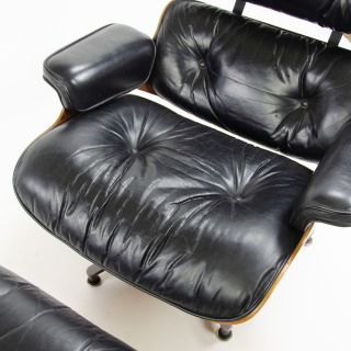 1970 ' s Herman Miller Eames Lounge Chair & Ottoman Rosewood 670 671 Black Leather 2
