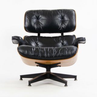 1970 ' s Herman Miller Eames Lounge Chair & Ottoman Rosewood 670 671 Black Leather 4