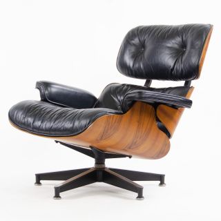 1970 ' s Herman Miller Eames Lounge Chair & Ottoman Rosewood 670 671 Black Leather 5