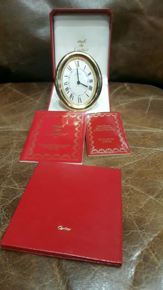 Louis Cartier Table Clocks In Excell Cond W/ Certificate