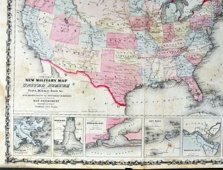 1861 Johnson Civil War Map United States War Department Washington Harbor Plans 3