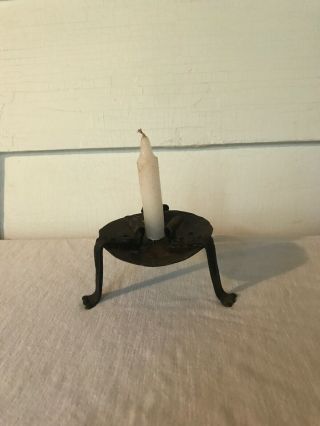 Early Iron Light Antique Primitive Hand Forged Candle Holder Delaware