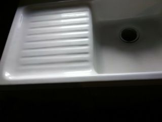 VINTAGE CAST IRON SINGLE BASIN DOUBLE DRAINBOARD FARMHOUSE KITCHEN SINK 5