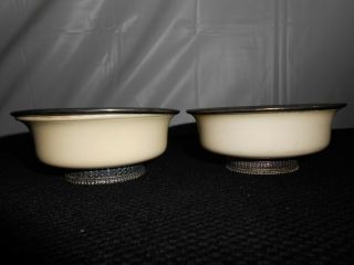 Antique Silver - Lined Rice Bowls Or Teacups Tea Cup Eggshell Color Asian Oriental