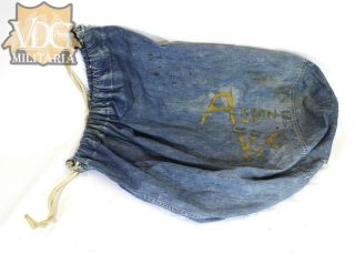 WW2 US Navy USN Named Denim Jean Laundry/Personal Affects Bag 2