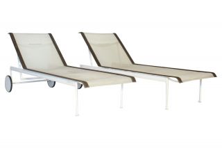 Knoll Schultz Vtg Mid Century Modern White Adjustable Patio Chaise Lounge Chair
