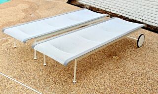 Knoll Schultz Vtg Mid Century Modern White Adjustable Patio Chaise Lounge Chair 3