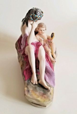 Early 20C German Porcelain Group Figurine Karl Ens signed B.  Boess Nude Nymph 3