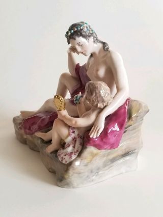Early 20C German Porcelain Group Figurine Karl Ens signed B.  Boess Nude Nymph 5