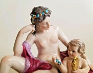 Early 20C German Porcelain Group Figurine Karl Ens signed B.  Boess Nude Nymph 6