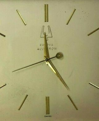 Vintage Bulova Accutron Brass Desk Clock D 2051 1970 ' s 7