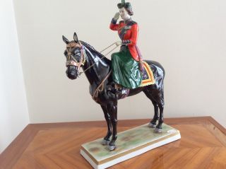 Volkstedt Dresden Sitzendorf Porcelain Soldier Horse Queen Elizabeth From Uk