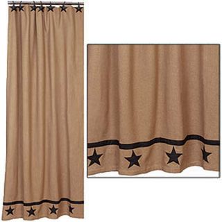 Gettysburg Star Burlap Cotton Shower Curtain W/black Stars