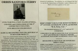 Civil War Major General Colonel 5th Ct Infantry Senator/congres Autograph Signed