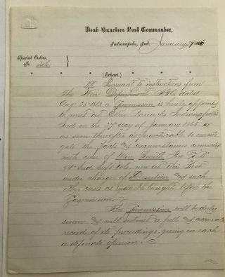 CIVIL WAR LT 31st ILLINOIS INFANTRY 9th USVV MUSICIAN DESERTION DOCUMENT SIGNED 4