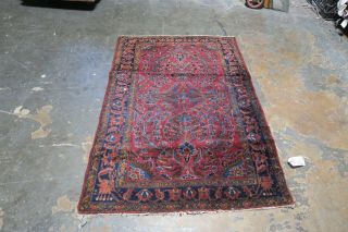 Antique Persian Sarouk Hand Knotted Wool Area Rug Carpet 3 