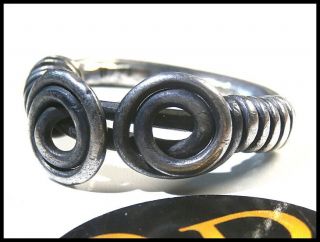 Extremely Fine Large Viking Irish Norse Silver Finger Ring - Coiled Roundels