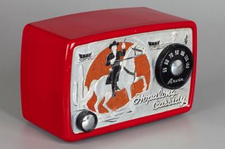 Vintage 1950s Red Arvin Hopalong Cassidy Cowboy Tube Radio - Great